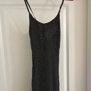 Black in white polkadot maxi dress size small